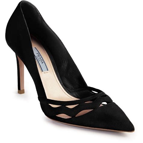 prada suede cutout pumps|Prada chunky heel pumps.